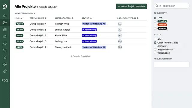 Alle Projekte – auf einen Blick